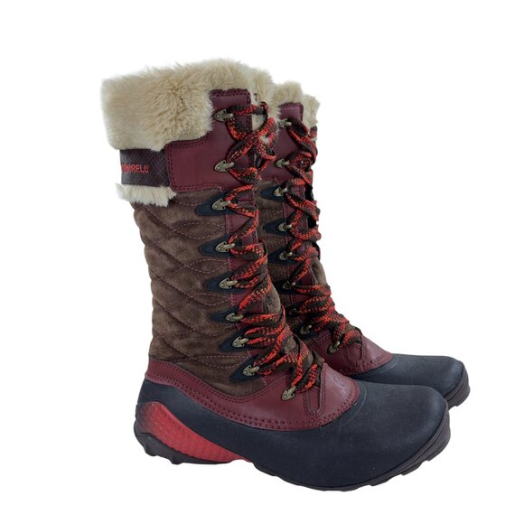 Merrell Winterbelle Peak Waterproof Insulated Boots Women Size 11 Mahogany - Picture 2 of 9